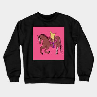 Chicken riding a horse Crewneck Sweatshirt